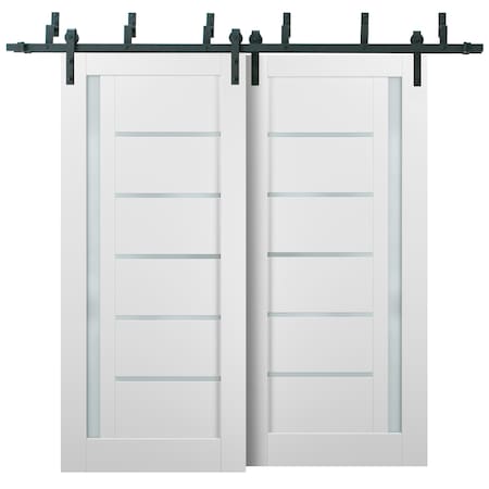 Sartodoors Barn Bypass Interior Door, 84" x 96", White QUADRO4088BBB-WS-8496